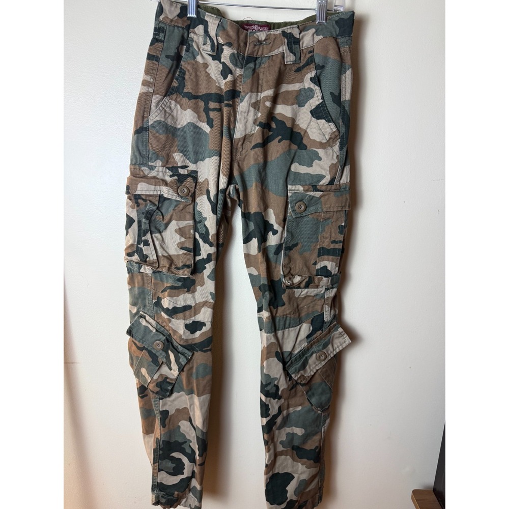 Matchstick Cargo Pants Mens 28 Camo Utility Flat Front Straight Leg Outdoor